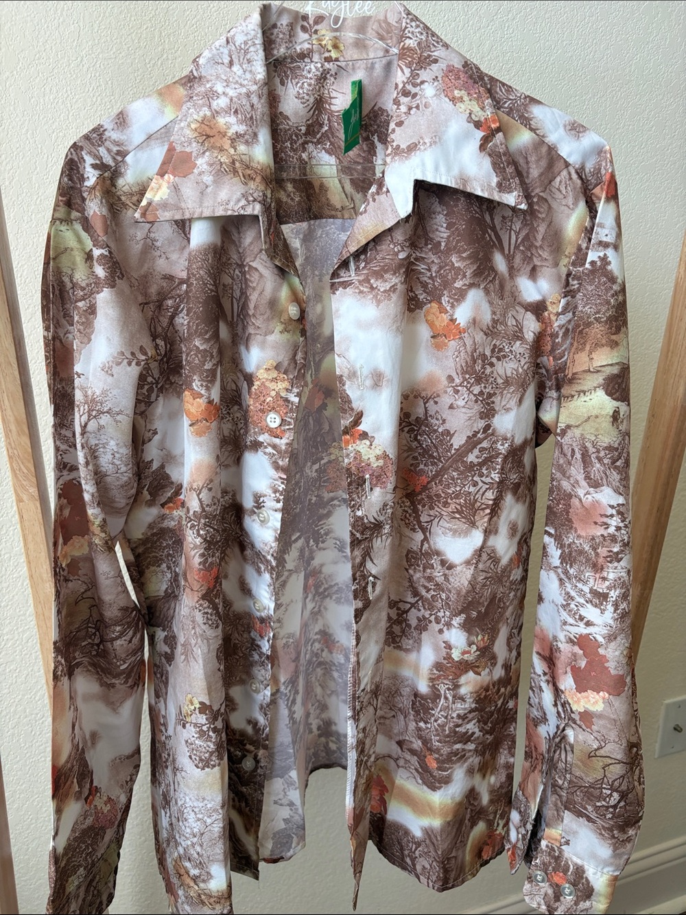 Women's Brown Floral Print Button-Down Shirt
